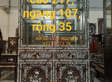 Tủ trưng bày, gỗ gõ mật, cẩn ốc vip