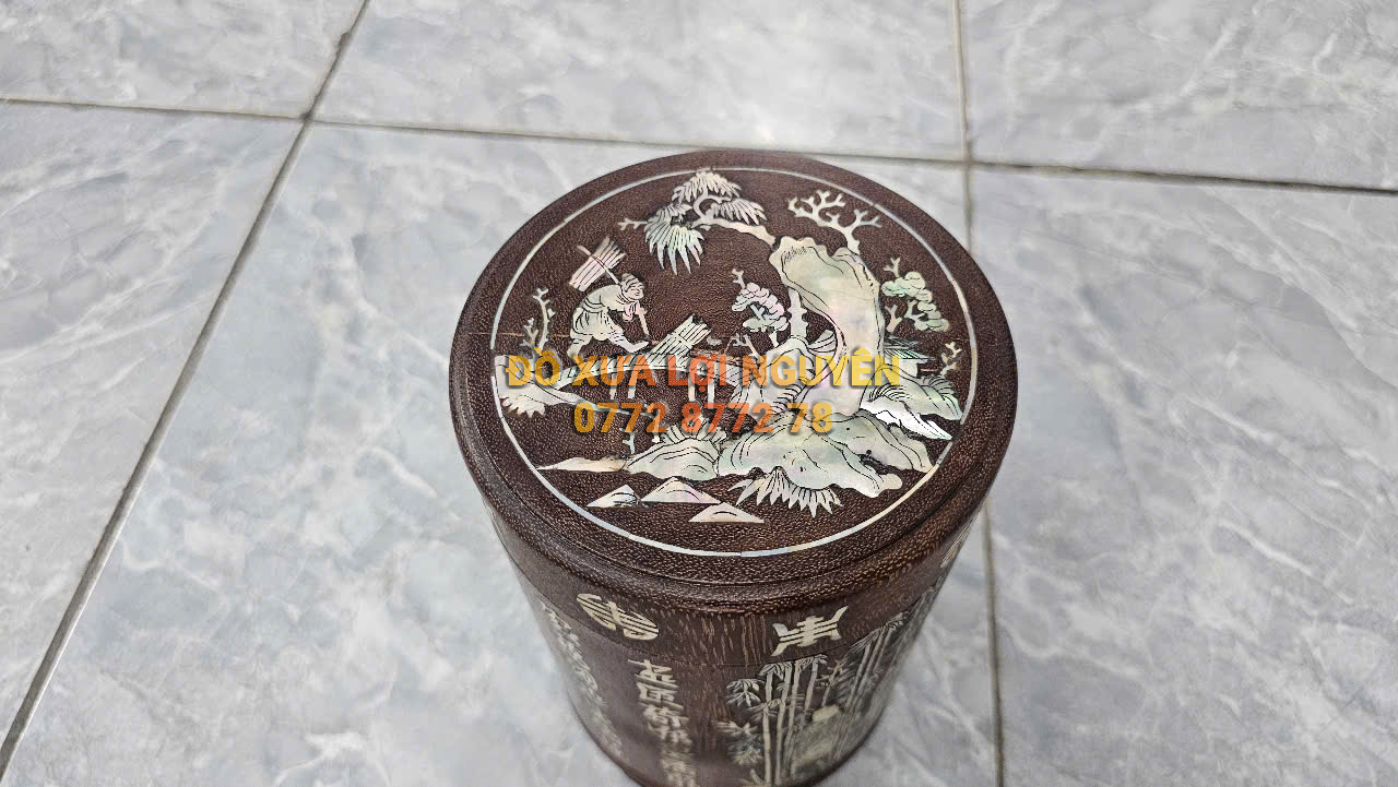 Lọ đựng trà gỗ cẩm lai xưa