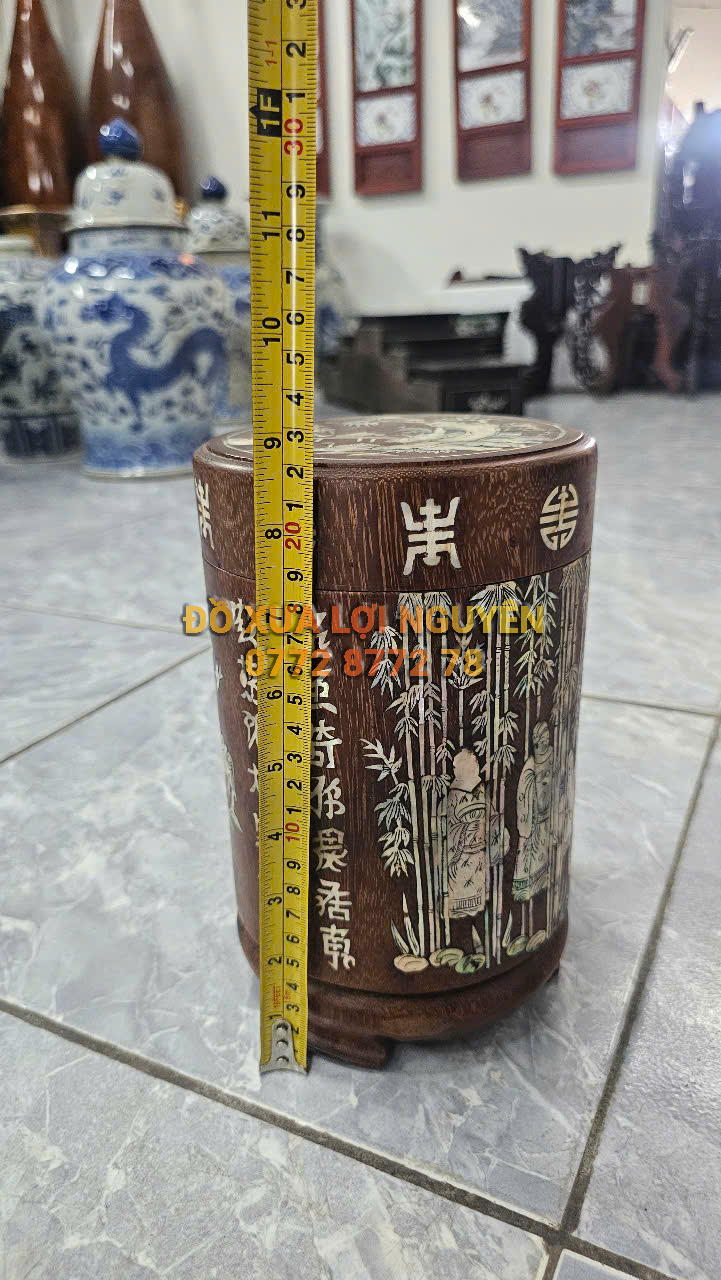Lọ đựng trà gỗ cẩm lai xưa