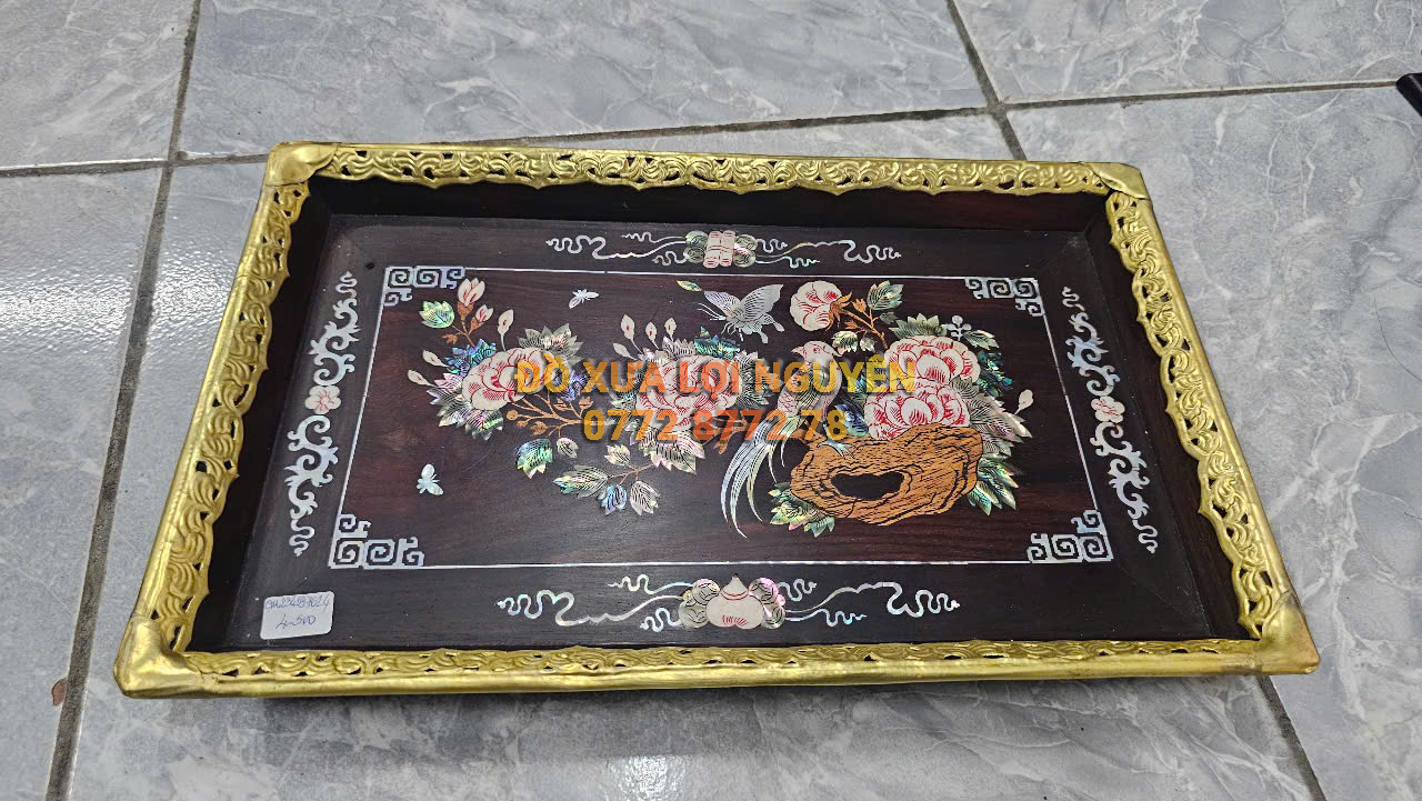 Khai trà gỗ trắc ta, cẩn ốc tinh sảo, bọc đồng vip