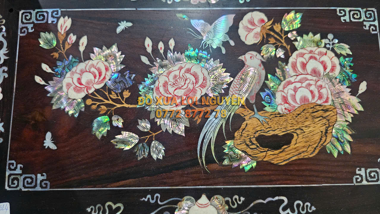 Khai trà gỗ trắc ta, cẩn ốc tinh sảo, bọc đồng vip