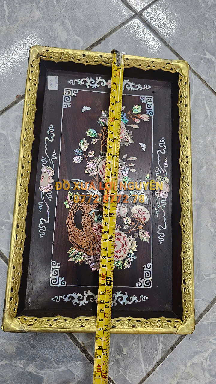 Khai trà gỗ trắc ta, cẩn ốc tinh sảo, bọc đồng vip