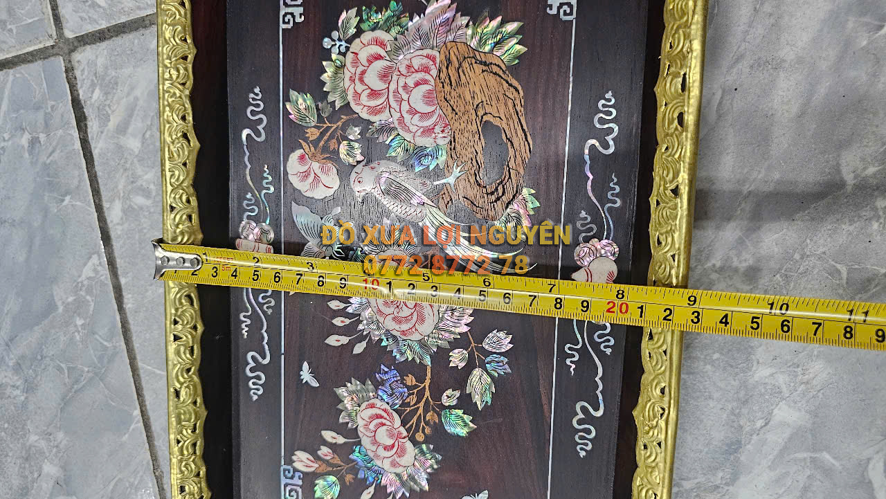 Khai trà gỗ trắc ta, cẩn ốc tinh sảo, bọc đồng vip