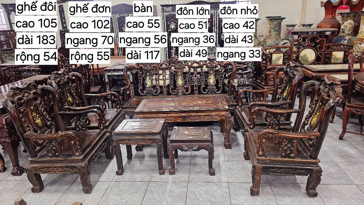 Bộ bàn gỗ mun ta xưa, 8 món rất đẹp