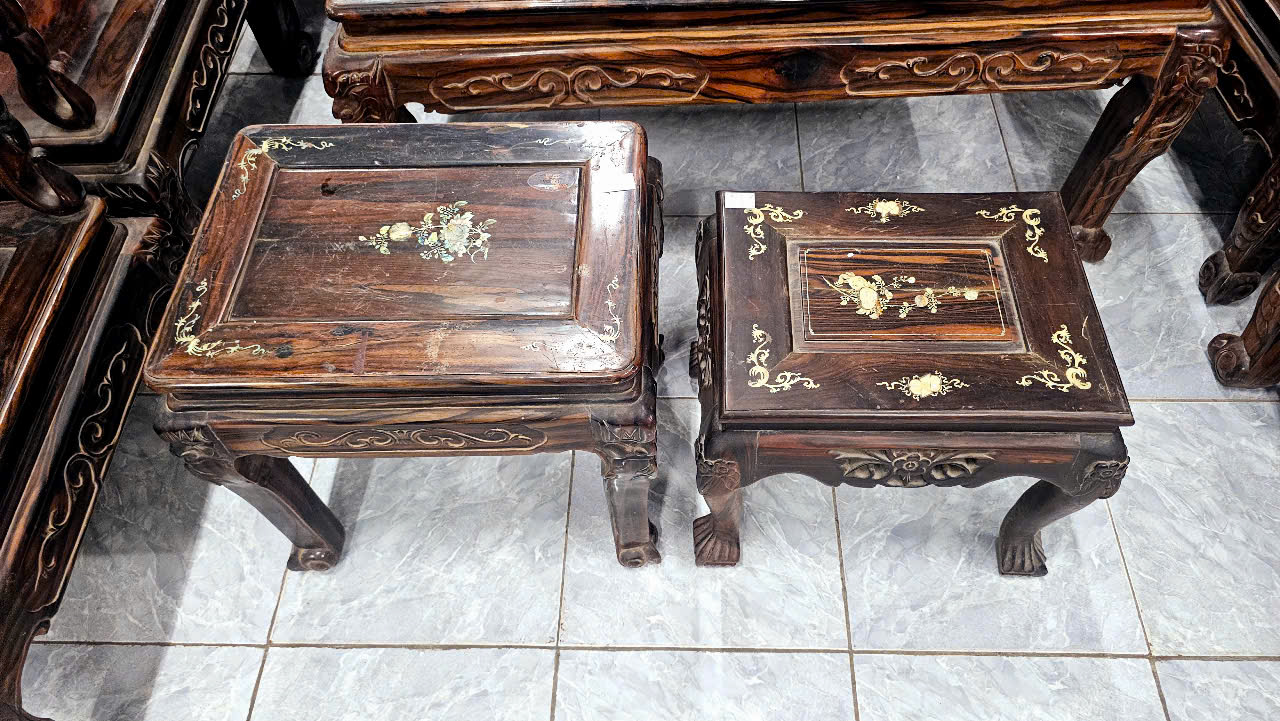 Bộ bàn gỗ mun ta xưa, 8 món rất đẹp