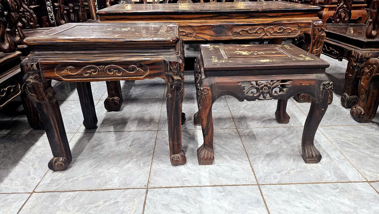 Bộ bàn gỗ mun ta xưa, 8 món rất đẹp