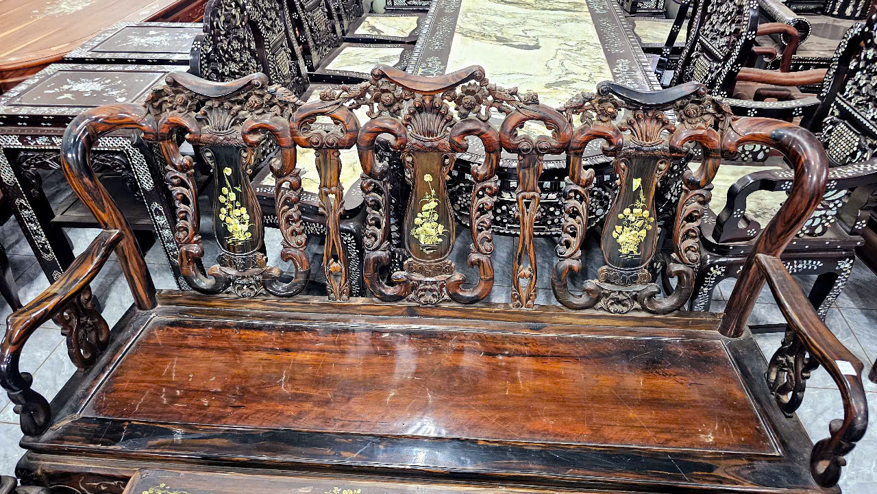 Bộ bàn gỗ mun ta xưa, 8 món rất đẹp