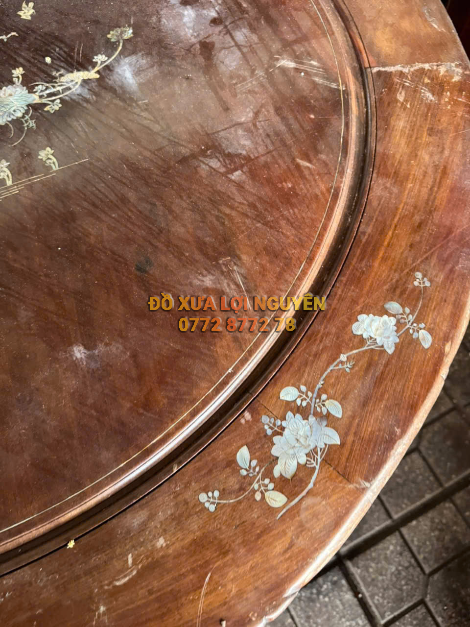 Bộ bàn gỗ gõ mật trạm đục rồng xưa đẹp