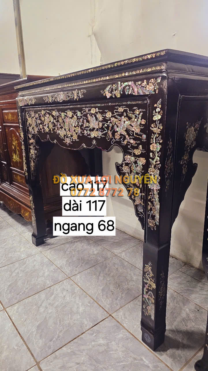 Ghế nghi thờ, gỗ gõ mật xưa, cẩn ốc đẹp