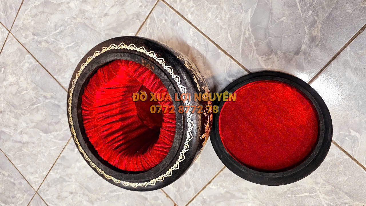 Hủ ủ trà, gỗ gõ mật nguyên khối, ốc ngã vàng chanh