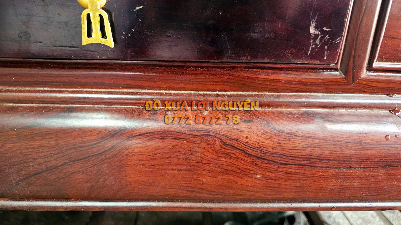 Bộ bàn 8 món, dáng mỏ neo, gỗ cẩm lai xưa, gỗ dày đẹp