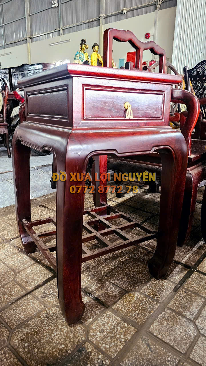 Bộ bàn 8 món, dáng mỏ neo, gỗ cẩm lai xưa, gỗ dày đẹp