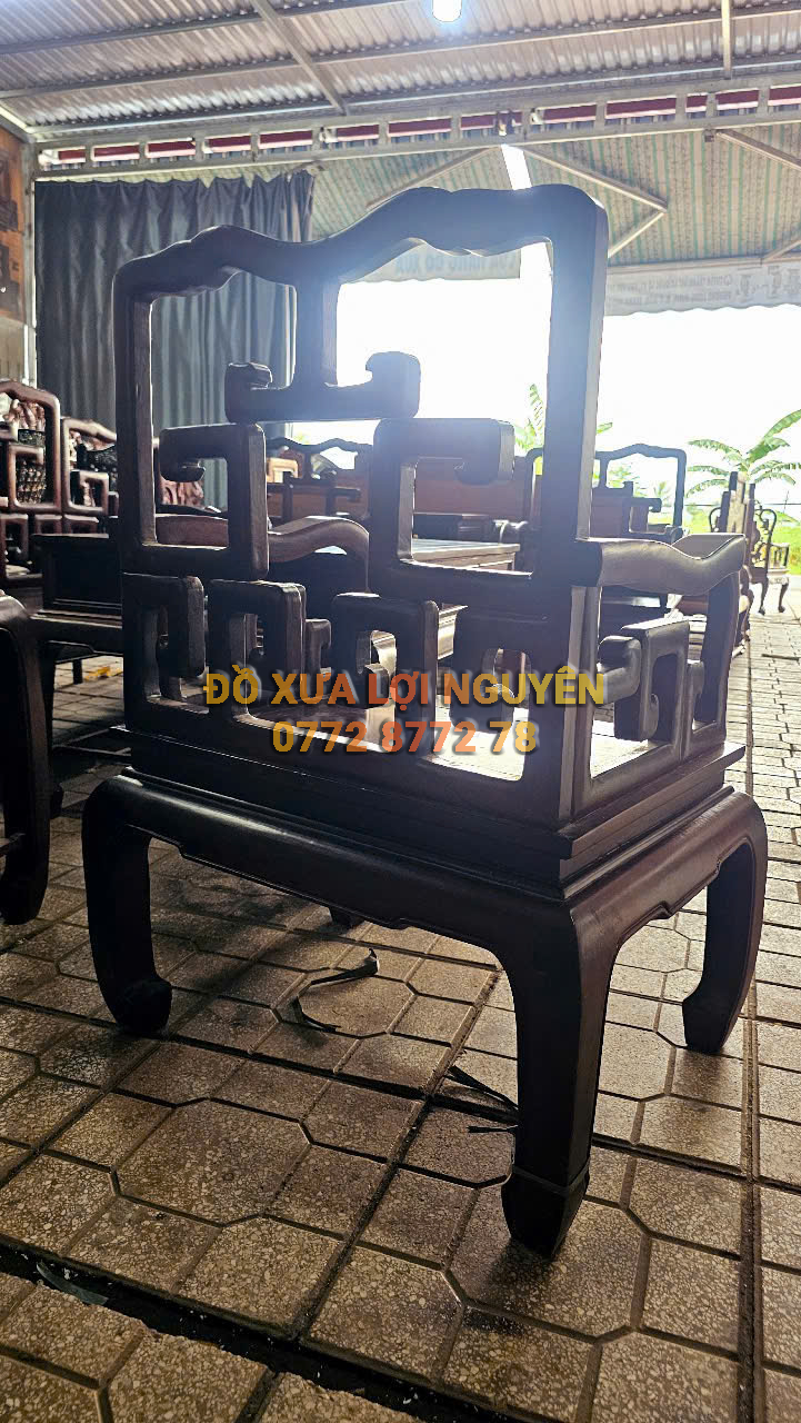 Bộ bàn 8 món, dáng mỏ neo, gỗ cẩm lai xưa, gỗ dày đẹp