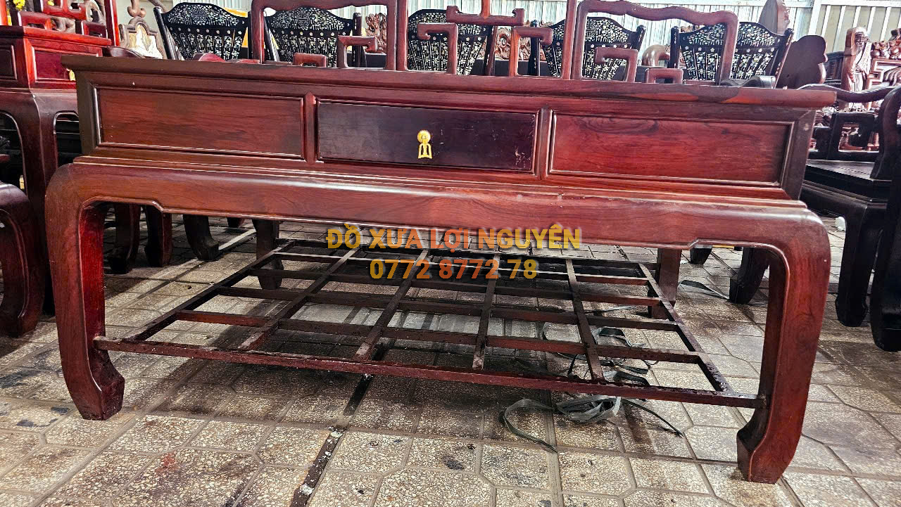 Bộ bàn 8 món, dáng mỏ neo, gỗ cẩm lai xưa, gỗ dày đẹp