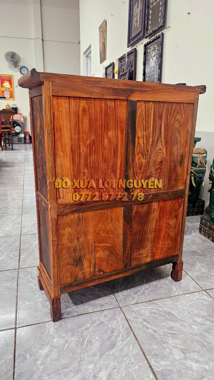 Tủ trà gỗ trắc ta, bọc đồng siêu đẹp