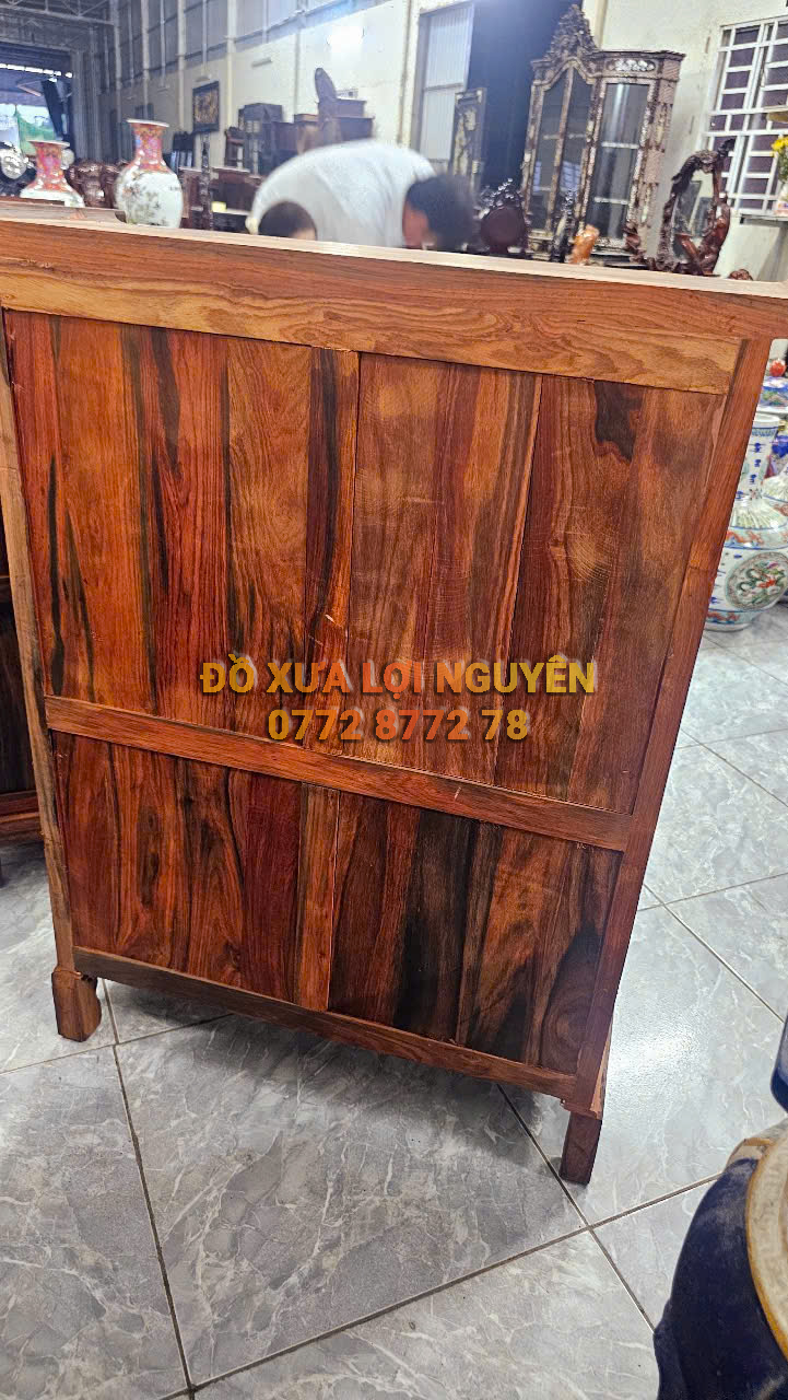 Tủ trà gỗ trắc ta, bọc đồng siêu đẹp