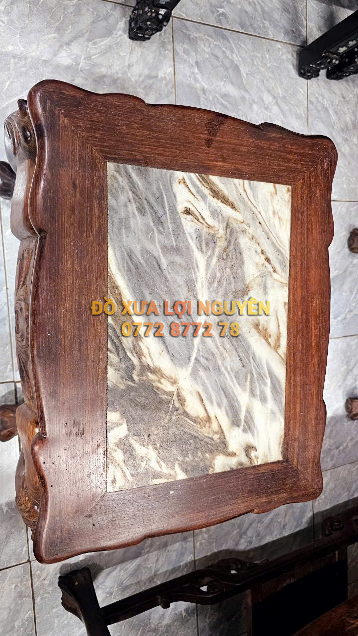 Bộ bàn hoa lá tây, gỗ trắc ta xưa đục trạm sắc nét