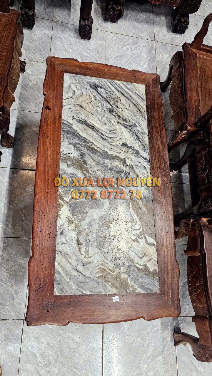 Bộ bàn hoa lá tây, gỗ trắc ta xưa đục trạm sắc nét