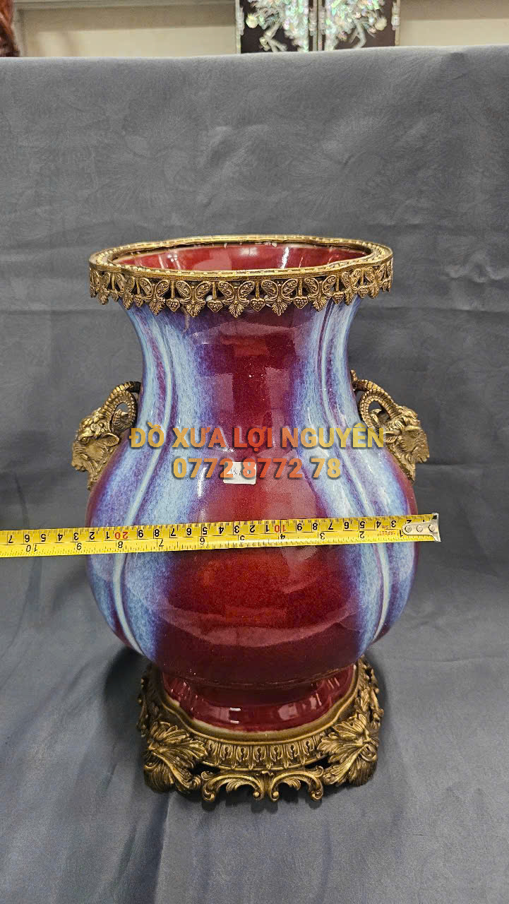 Bình gốm Tàu xuất Âu bọc đồng vip