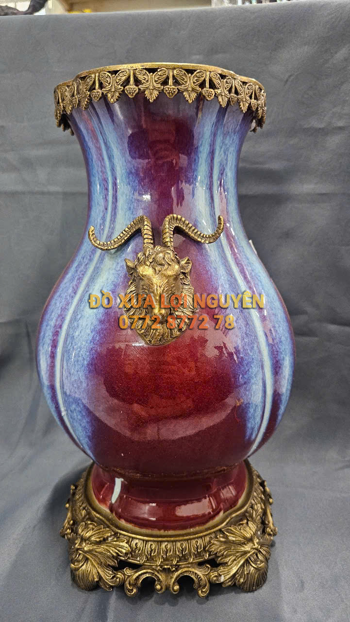 Bình gốm Tàu xuất Âu bọc đồng vip