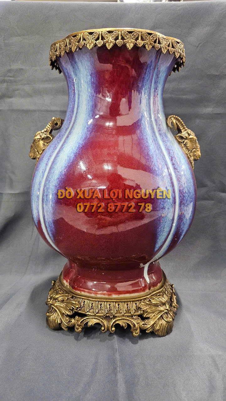Bình gốm Tàu xuất Âu bọc đồng vip