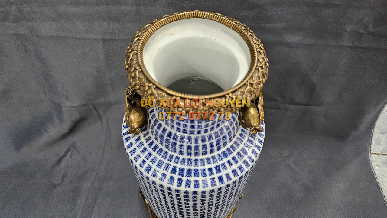 Bình gốm Tàu xuất Âu bọc đồng vip