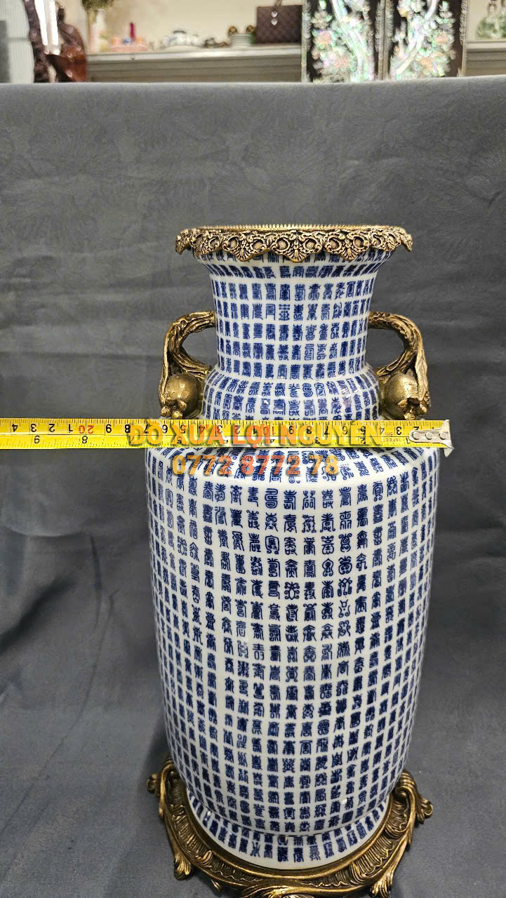 Bình gốm Tàu xuất Âu bọc đồng vip