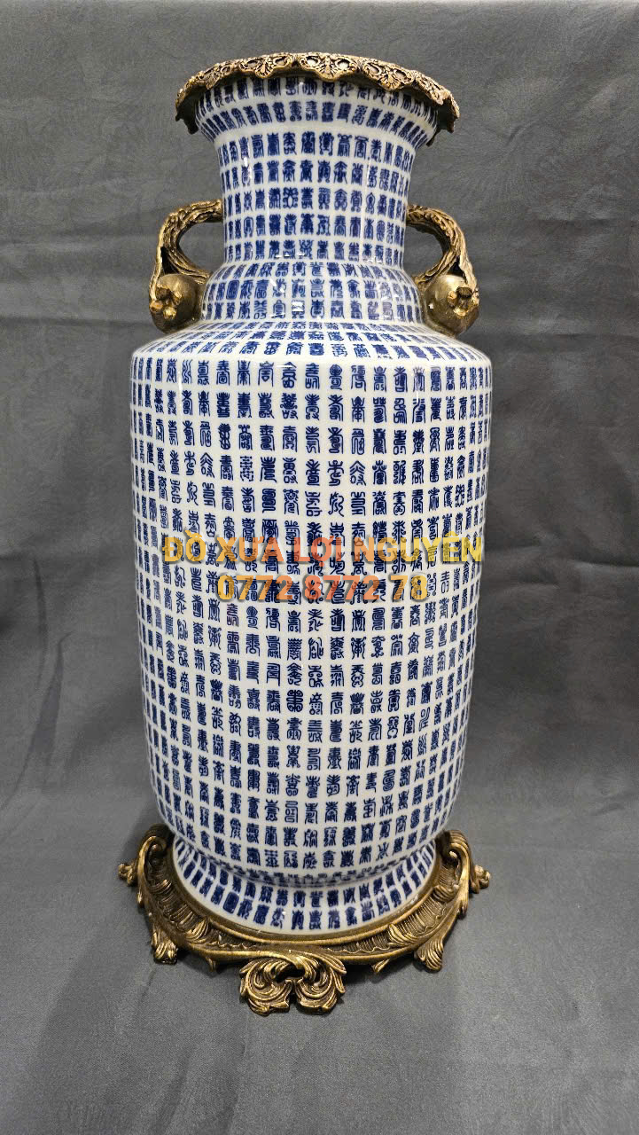 Bình gốm Tàu xuất Âu bọc đồng vip