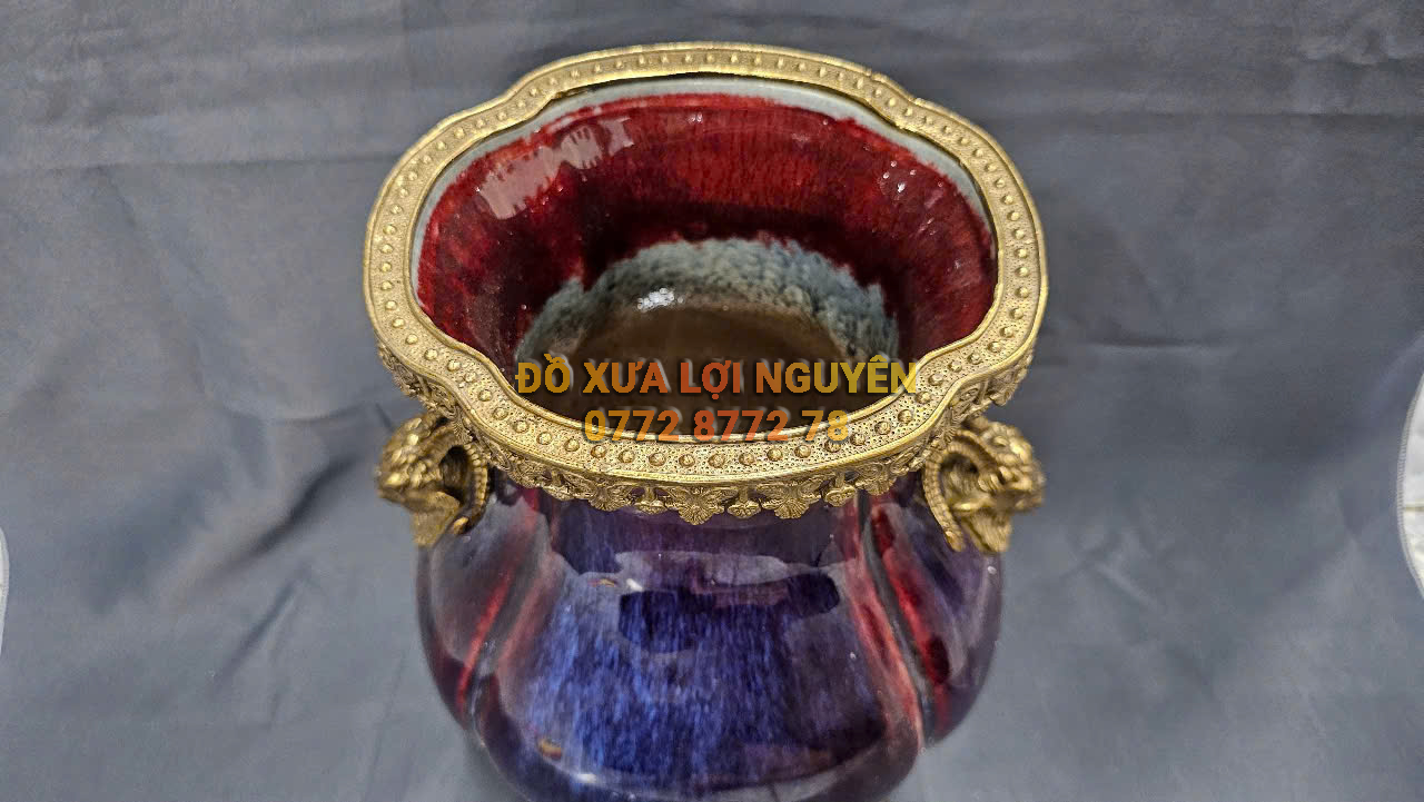 Bình gốm Tàu xuất Âu bọc đồng vip