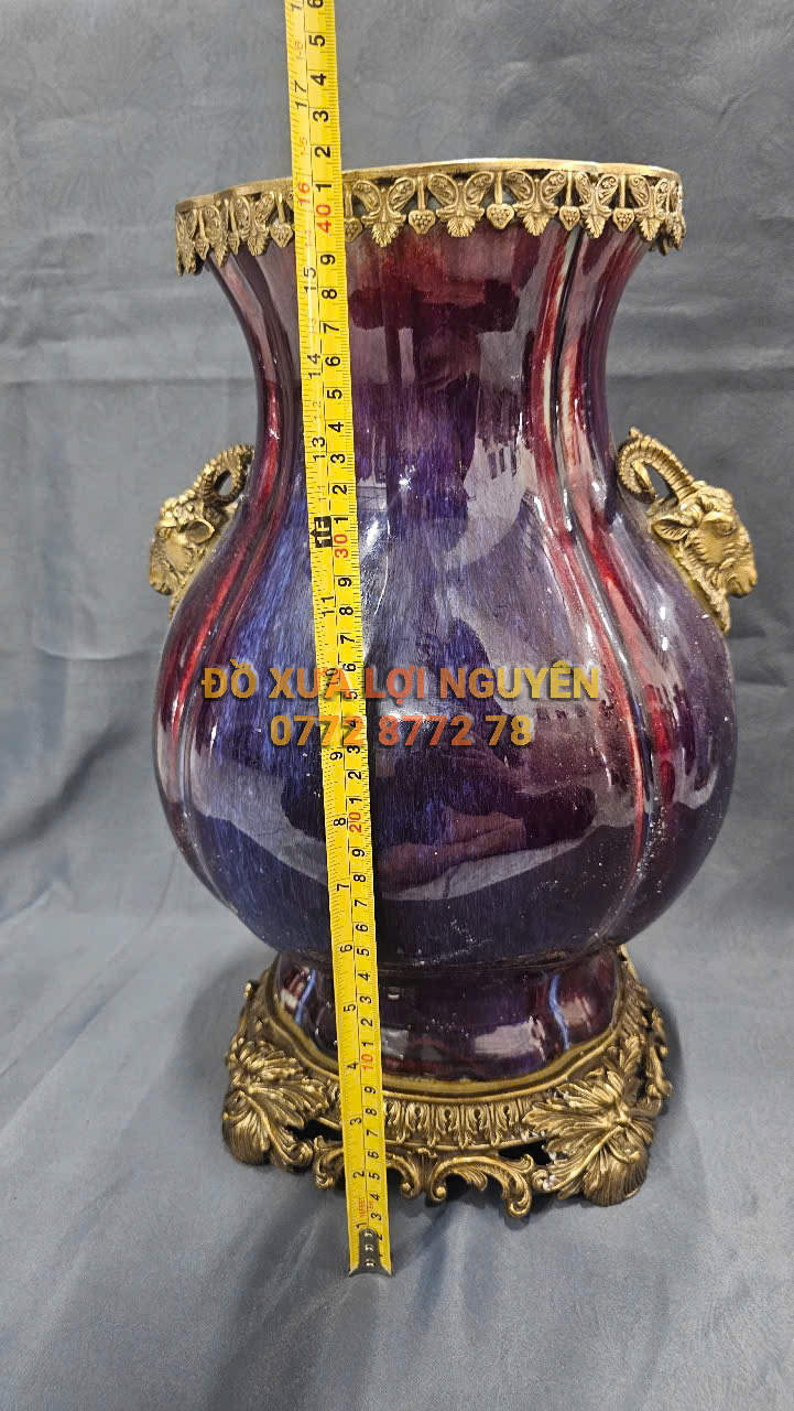 Bình gốm Tàu xuất Âu bọc đồng vip