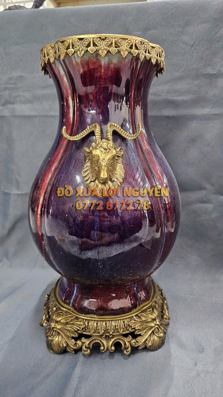 Bình gốm Tàu xuất Âu bọc đồng vip