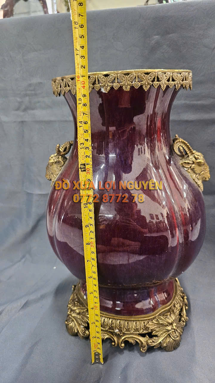 Bình gốm Tàu xuất Âu bọc đồng vip