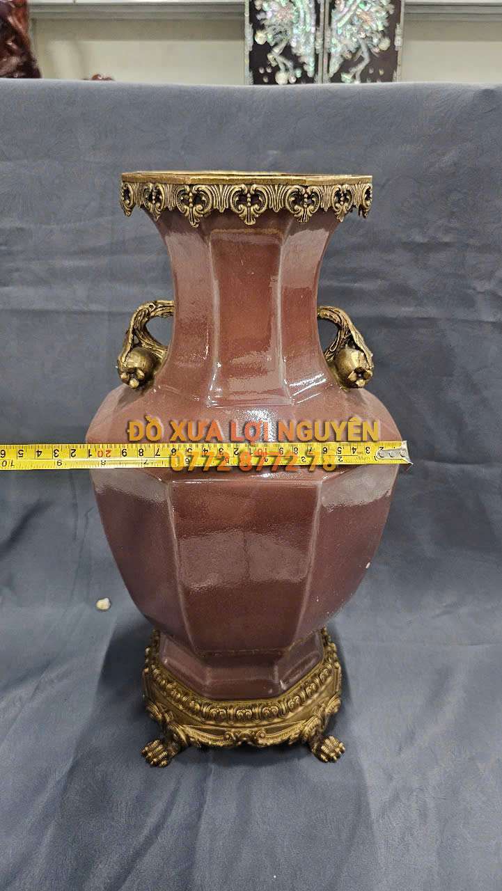 Bình gốm Tàu xuất Âu bọc đồng vip