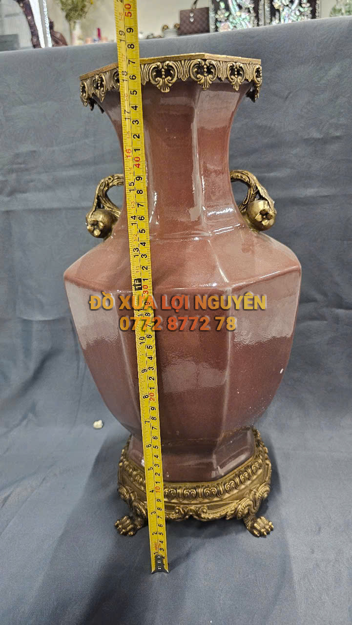 Bình gốm Tàu xuất Âu bọc đồng vip