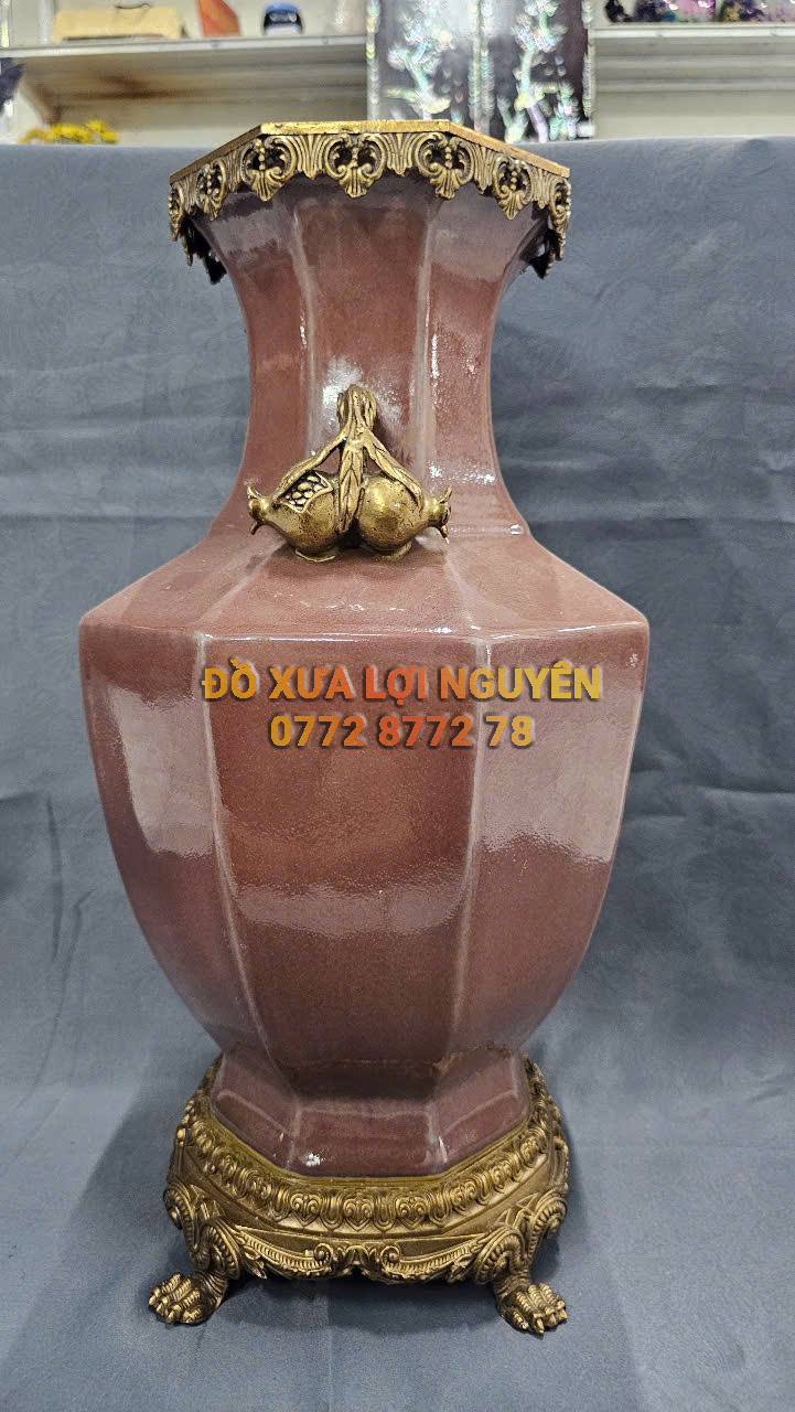 Bình gốm Tàu xuất Âu bọc đồng vip
