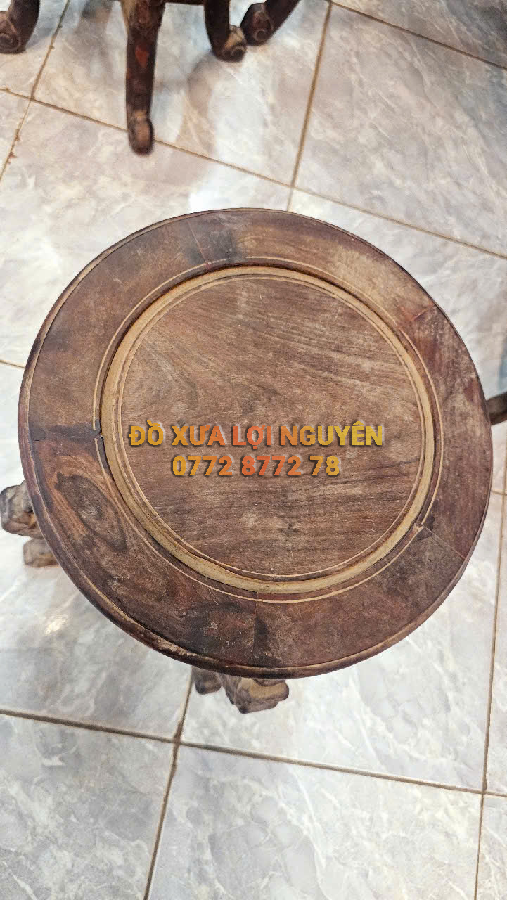 Bộ bàn trà gỗ trắc ta 7 món, đục rồng chuẩn xưa