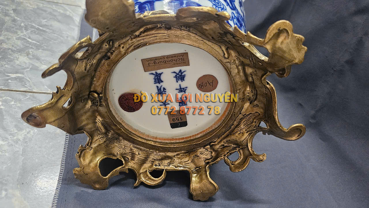 Bình gốm Tàu xuất Âu bọc đồng vip