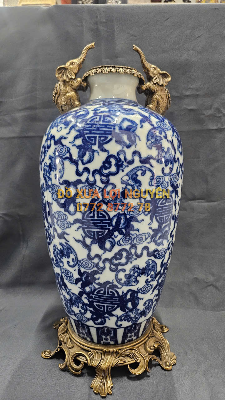Bình gốm Tàu xuất Âu bọc đồng vip