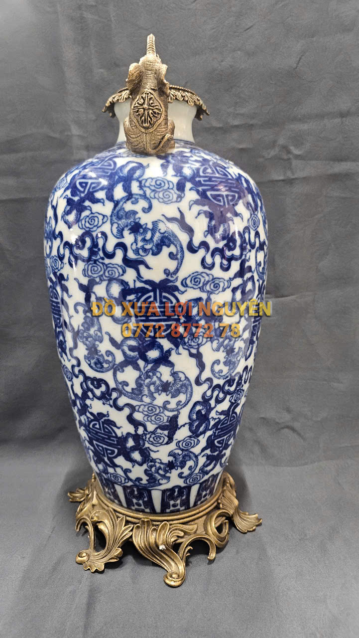 Bình gốm Tàu xuất Âu bọc đồng vip