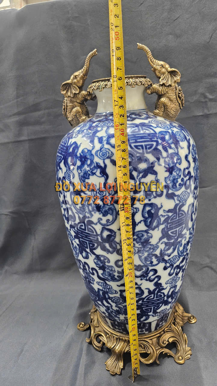 Bình gốm Tàu xuất Âu bọc đồng vip