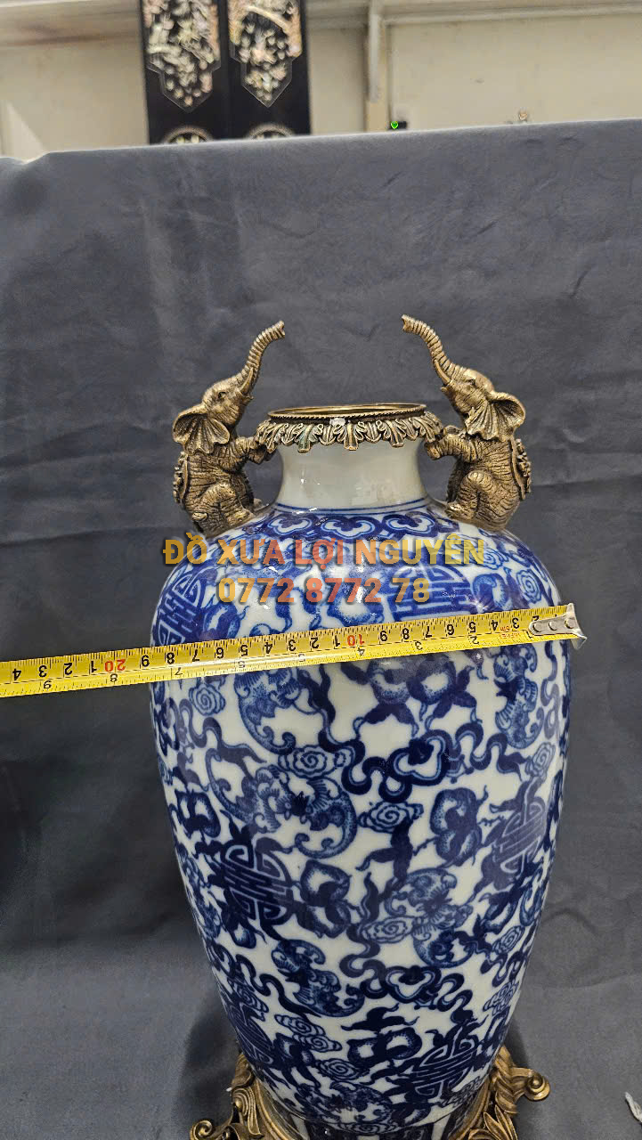 Bình gốm Tàu xuất Âu bọc đồng vip