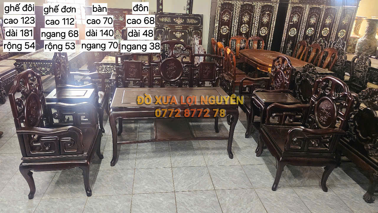 Bộ móc tàu 8 món gỗ trắc ta xưa đẹp