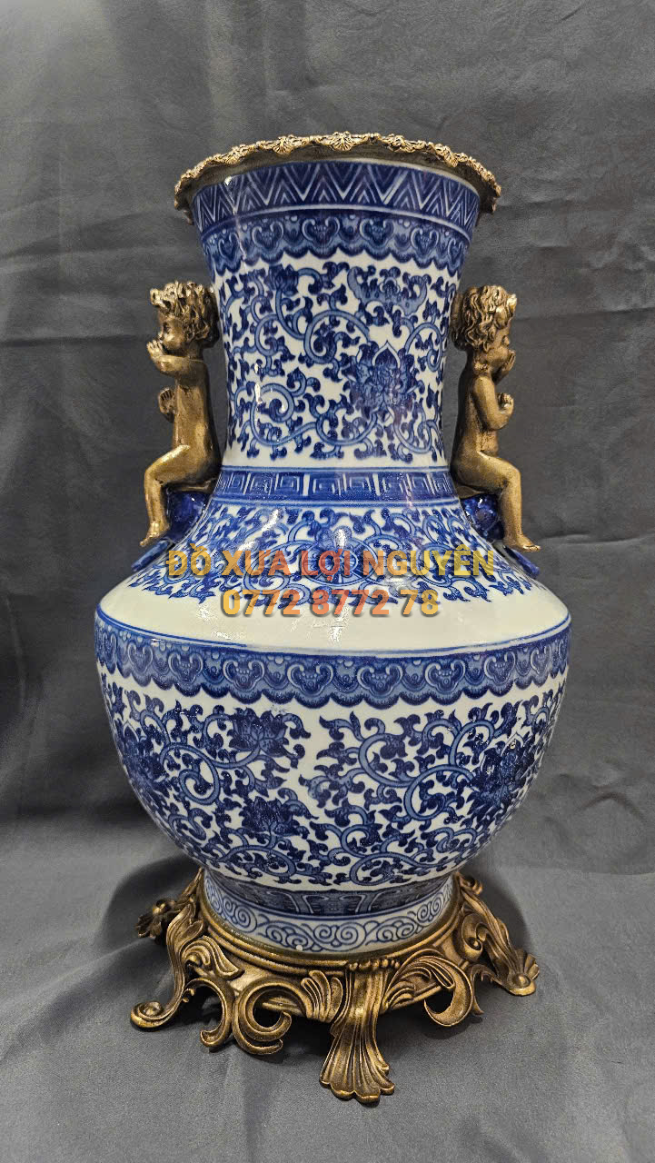 Bình gốm Tàu xuất Âu bọc đồng vip