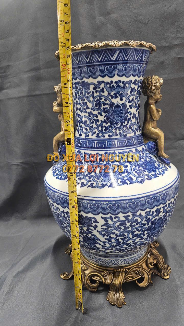 Bình gốm Tàu xuất Âu bọc đồng vip