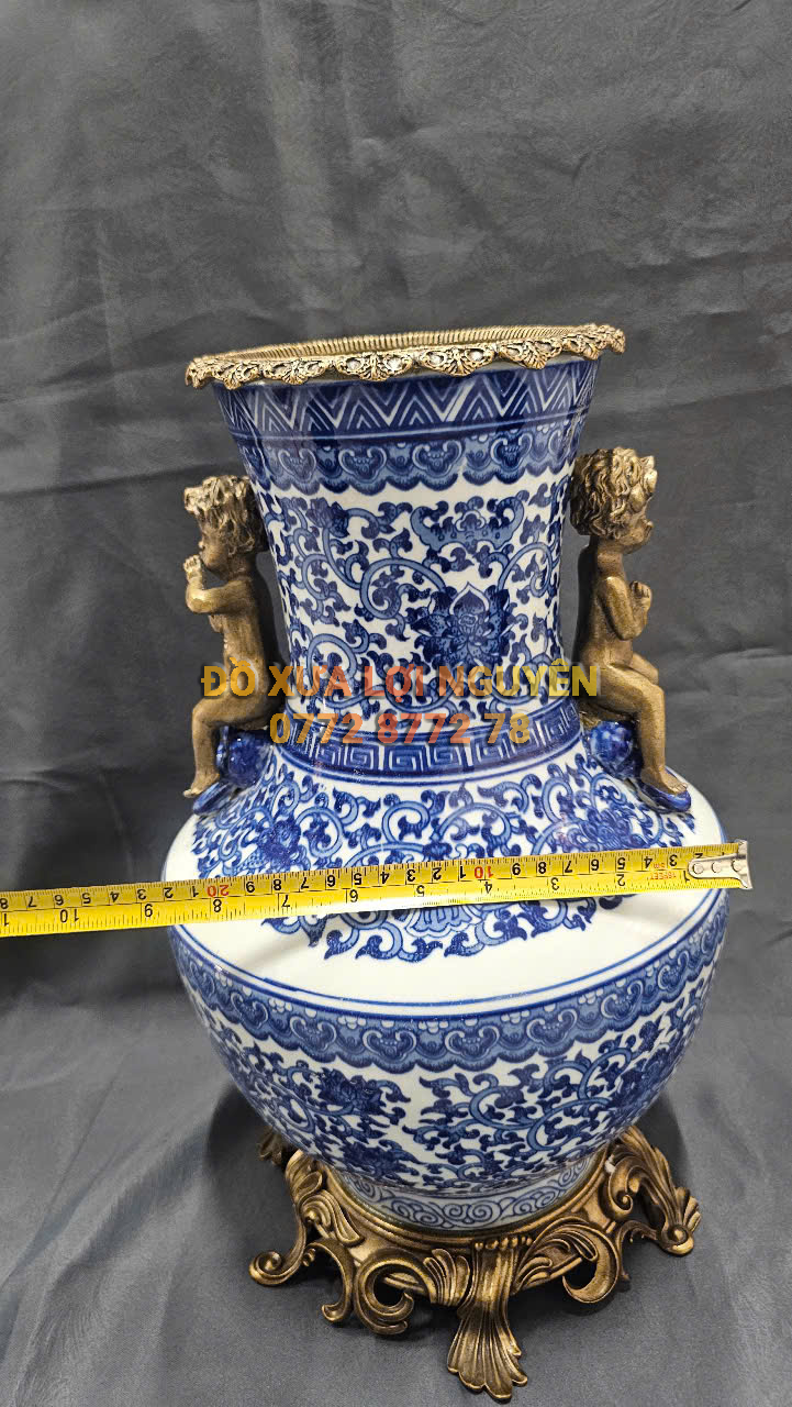 Bình gốm Tàu xuất Âu bọc đồng vip