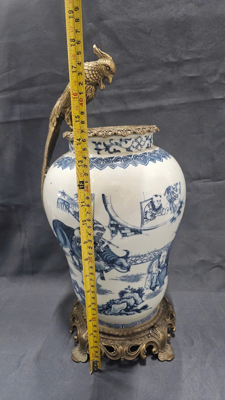 Bình gốm Tàu xuất Âu bọc đồng vip