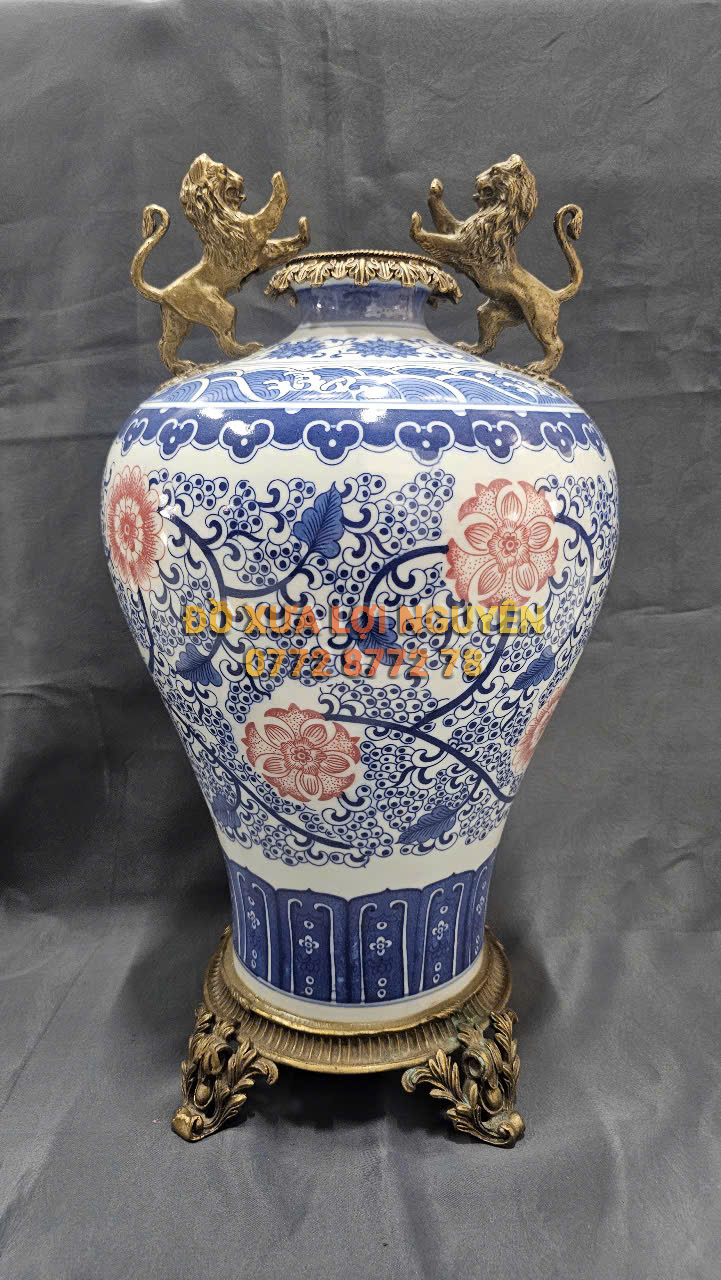 Bình gốm Tàu xuất Âu bọc đồng vip