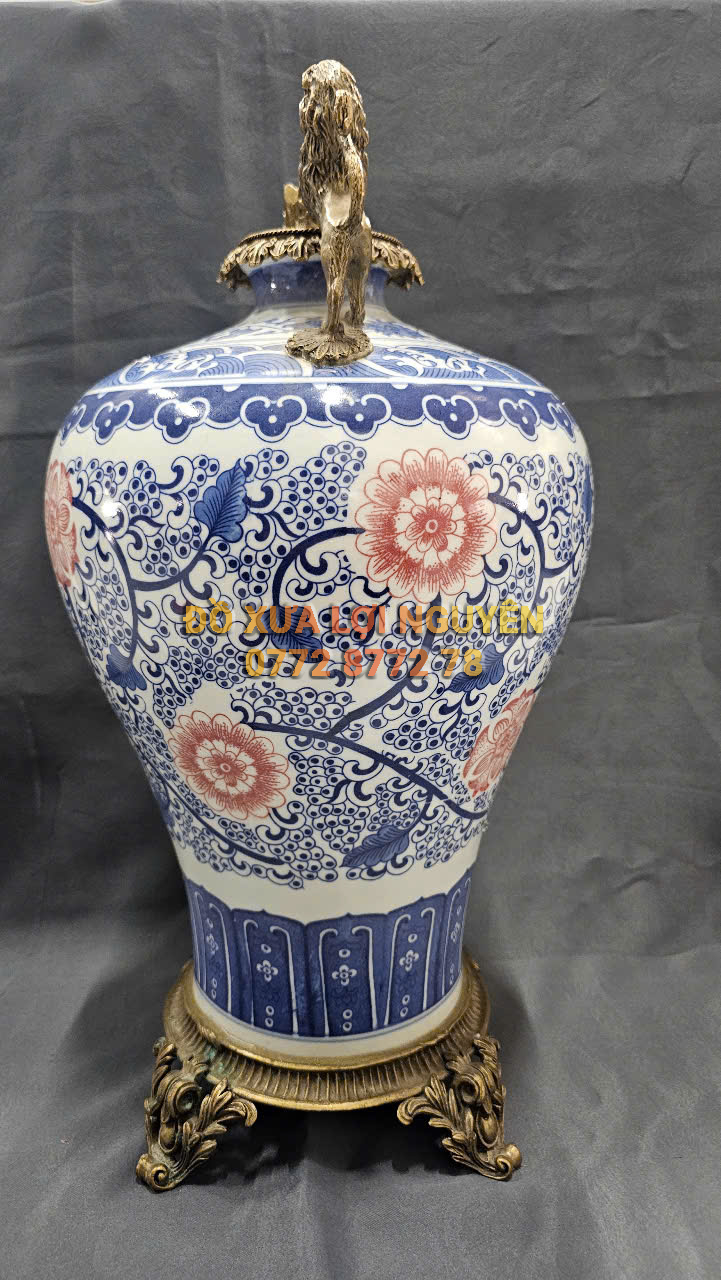 Bình gốm Tàu xuất Âu bọc đồng vip
