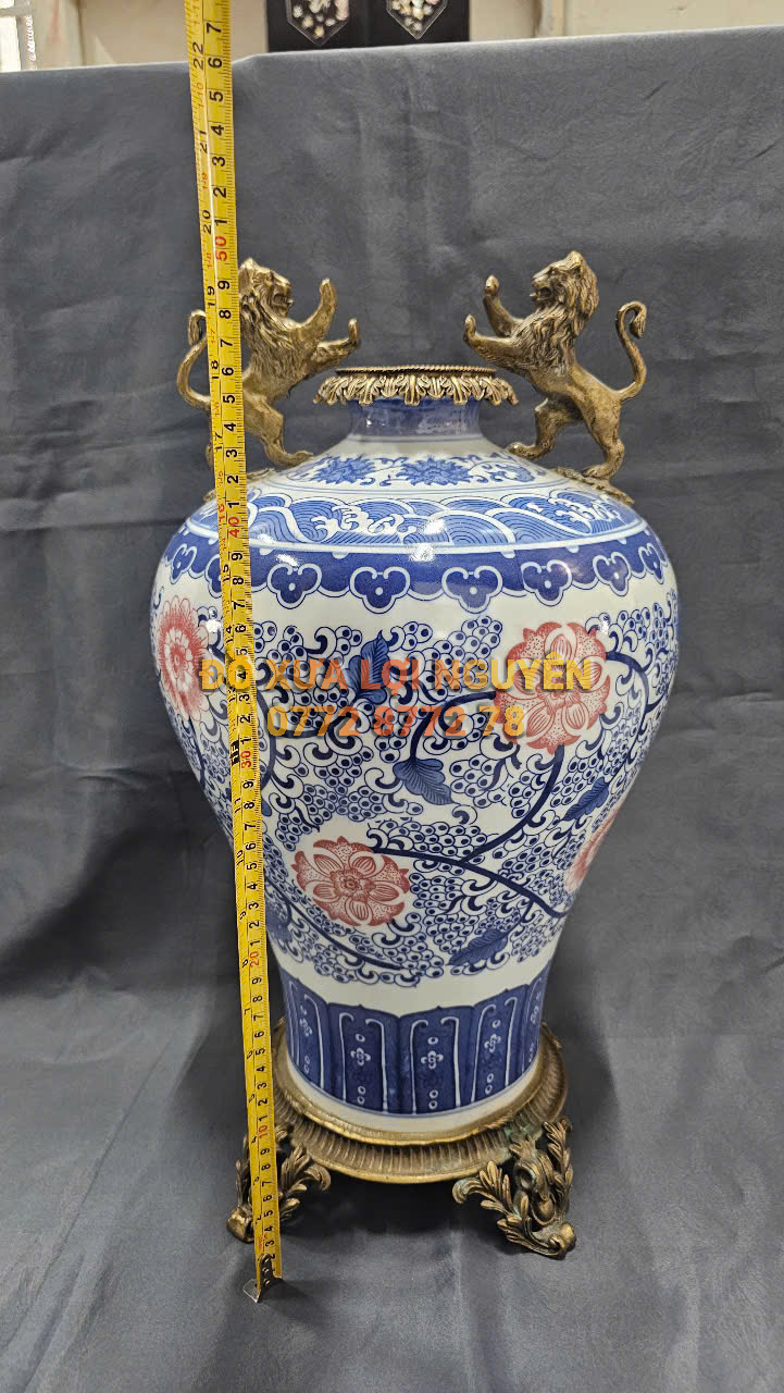 Bình gốm Tàu xuất Âu bọc đồng vip