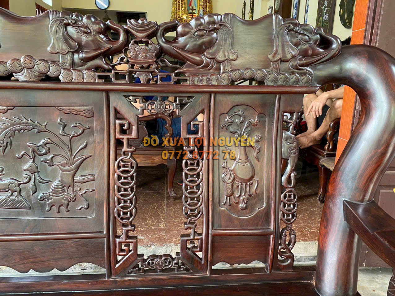 Bộ bàn quốc voi 10 món, gỗ trắc ta xưa, tay 12 hiếm gặp